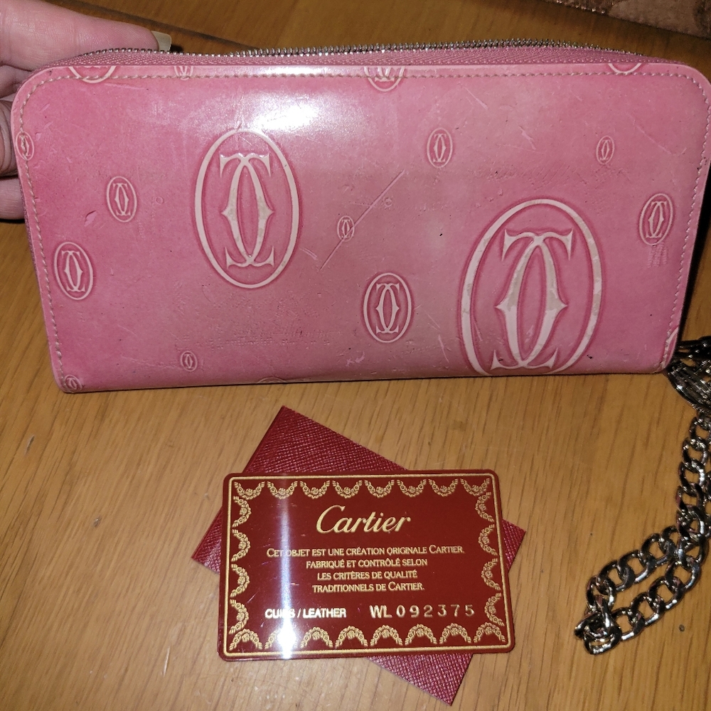 Cartier Pink zippy wallet, COA, box